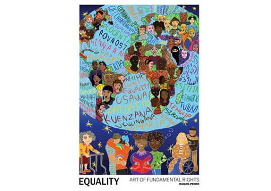 the image shows a world full of people of all shapes, colours, sizes, genders, religions, disabilities. It promoted equality.