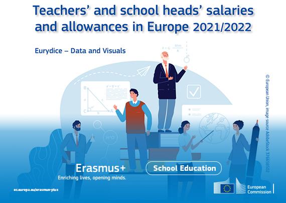 the image shows 5 teachers or school heads on top of books. They are doing a range of activities in the field of teaching (presenting, conducting an experiment).